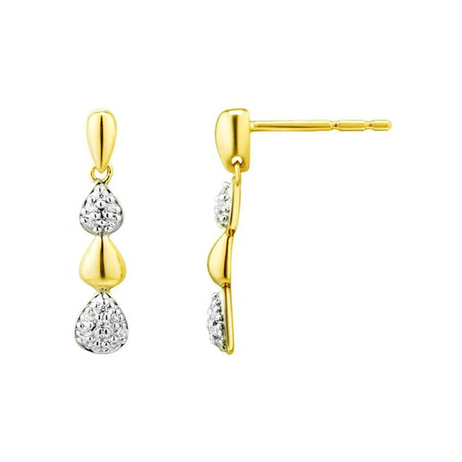 ARETES largos de gota en oro amarillo de 14K con diamantes