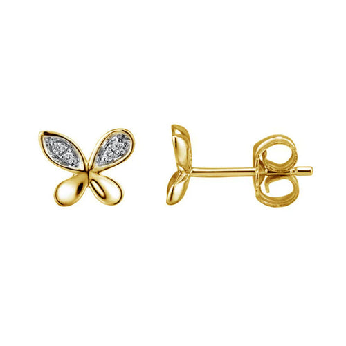 ARETES mariposa en oro amarillo de 14K con diamantes