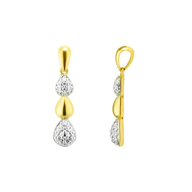 Dije largo de gota en oro amarillo de 14K con diamantes