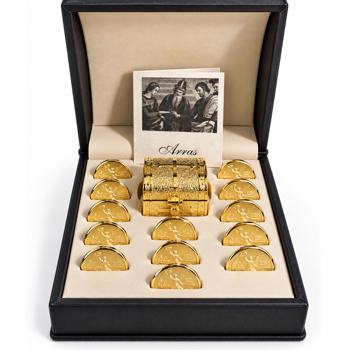 Cofre de arras Oro laminado Amarillo Moneda de Centenario